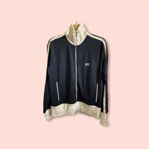 HUGO BOSS Vintage Bobmer Jacket Blue White Cuffed Large